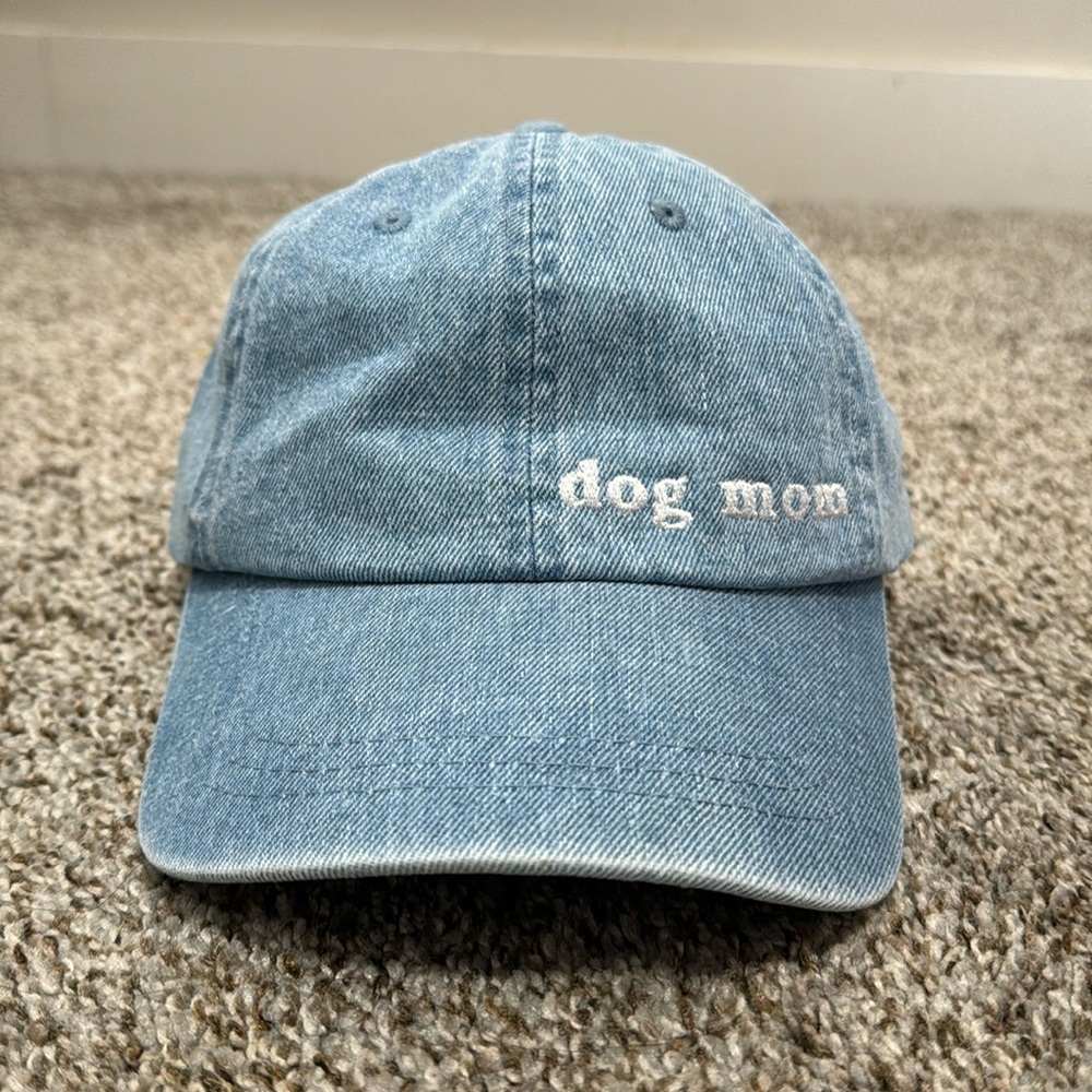 DOG MOM custom Denim Embroidered Hat in 100% cotton adjustable hat